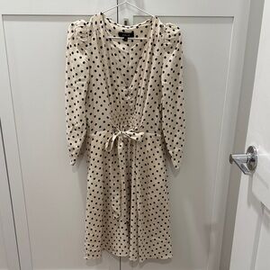 Julio Cream and Black Polka Dot Long Sleeve Dress